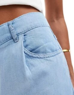 Mango Bermuda Denim Look Shorts In Light Blue For Women -Mango Sales 206688427 3