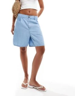 Mango Bermuda Denim Look Shorts In Light Blue For Women -Mango Sales 206688427 4