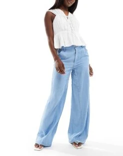 Mango Relaxed Lightweight Co-ord Denim Jeans In Light Blue For Women -Mango Sales 206688616 1 blue 1