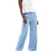 Mango Relaxed Lightweight Co-ord Denim Jeans In Light Blue For Women