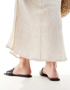 Mango Leather Sliders In Black For Women -Mango Sales 206688654 3