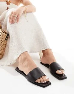 Mango Leather Sliders In Black For Women -Mango Sales 206688654 4