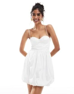 Mango Corset Bubble Hem Mini Dress In White For Women -Mango Sales 206789580 1 white 1