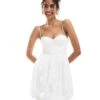 Mango Corset Bubble Hem Mini Dress In White For Women