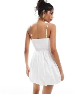 Mango Corset Bubble Hem Mini Dress In White For Women -Mango Sales 206789580 4