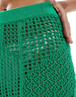 Mango Crochet Knit Trousers In Green For Women -Mango Sales 206789601 5
