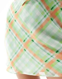 Mango Co-ord Check Skirt In Orange And Green For Women Orange & Green -Mango Sales 206789754 3