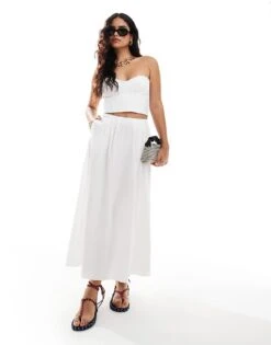 Mango Corset Bandeau Top And Skirt Co-ord Set In White -Mango Sales 206789774 1 white