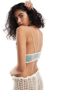 Mango Crochet Knit Bralet In Pink For Women -Mango Sales 206789802 3