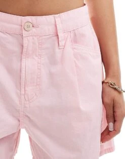 Mango Straight Woven Shorts In Washed Pink For Women -Mango Sales 206789814 3