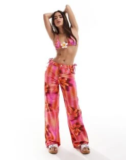 Mango X Siedres Printed Flower Co-ord Jeans In Pink For Women -Mango Sales 206789904 1 pink 1