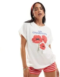 Mango Flower Print T-shirt In White For Women -Mango Sales 206823446 1 white 1