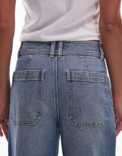 Mango Wide Leg Jeans In Mid Blue For Women -Mango Sales 206823614 4