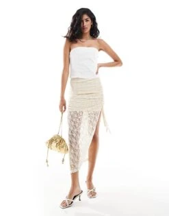 Mango Denim Bandeau Top In White For Women -Mango Sales 206846610 4