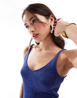 Mango Knitted Midi Dress In Blue For Women -Mango Sales 206846677 3