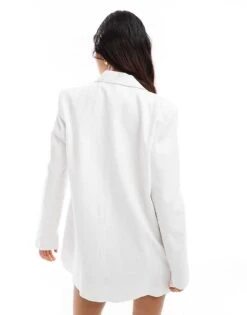 Mango Linen Relaxed Blazer In White For Women -Mango Sales 206847020 4
