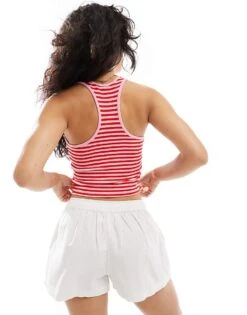 Mango Stripe Towelling Vest In Pink And Red For Women -Mango Sales 206847182 3