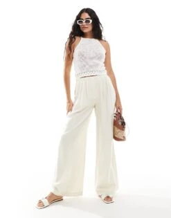 Mango Knitted Halter Crochet Top In White For Women -Mango Sales 206847209 4