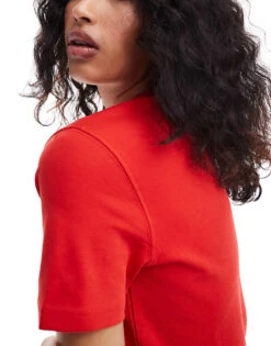 Mango Premium Round Neck T-shirt In Red For Women -Mango Sales 206847263 4