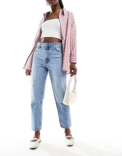 Mango Mom Jeans In Mid Blue For Women