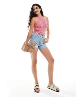 Mango Knitted Halter Crochet Top In Pink For Women -Mango Sales 206847287 3