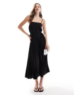 Mango Cami Pleated Midi Dress In Black For Women