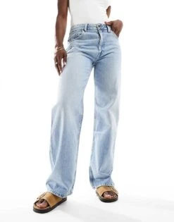 Mango Mid Rise Straight Leg Jeans In Light Bleach Wash For Women Blue -Mango Sales 206847339 1 blue 1