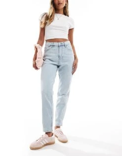 Mango Mom Jeans In Bleach Light Blue For Women -Mango Sales 206847361 4
