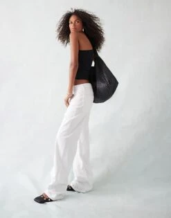 Mango Mid Rise Straight Leg Jeans In White For Women