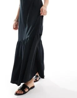 Mango Halterneck Tiered Midi Dress In Black For Women -Mango Sales 206847663 3