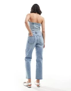 Mango Co-ord Slim Jeans In Light Blue For Women -Mango Sales 206847731 5