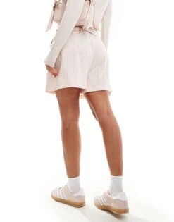 Mango Tie Waist Stripe Shorts In Pink For Women -Mango Sales 206847780 5