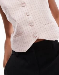 Mango Oversized Stripe Waistcoat In Pink For Women -Mango Sales 206847807 3