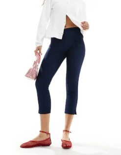 Mango Denim Capri Trousers In Blue For Women -Mango Sales 206847852 4