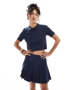 Mango Top & Mini Skirt Co-ord In Navy