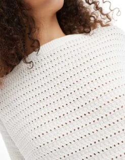 Mango Crochet Short Sleeve Knitted Top In White For Women -Mango Sales 206847948 3
