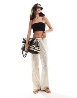 Mango Linen Mix Bandeau Cami Top In Black For Women -Mango Sales 206847957 3