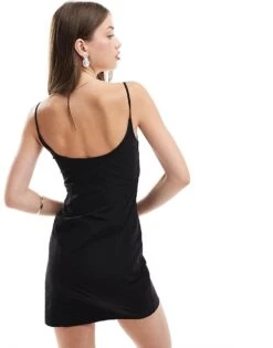 Mango Lace Trim Neckline Mini Dress In Black For Women -Mango Sales 206847971 3