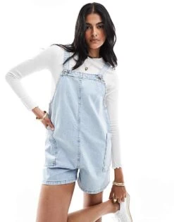 Mango Oversized Dungarees In Light Blue For Women -Mango Sales 206848000 2