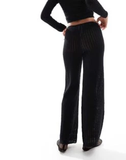 Mango Knitted Flare Co-ord Trousers In Black For Women -Mango Sales 206848026 2