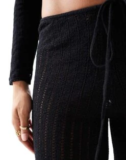 Mango Knitted Flare Co-ord Trousers In Black For Women -Mango Sales 206848026 5