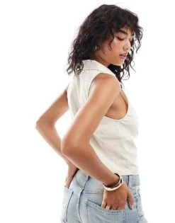 Mango Clasp Front Sleeveless Waistcoat In Light Beige For Women 8 Mango Clasp Front Sleeveless Waistcoat In Light Beige For Women -Mango Sales 206848167 4