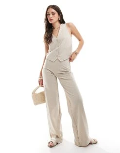 Mango Button Front Waistcoat And Slouchy Straight Leg Trousers Co-ord Set In Bei -Mango Sales 206848225 1 beige 1