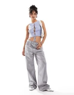 Mango Tie Front Sleeveless Top In Light Blue For Women 8 Mango Tie Front Sleeveless Top In Light Blue For Women -Mango Sales 206848280 4