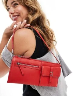 Mango Mini Pocket Detail Shoulder Bag In Red For Women -Mango Sales 206848358 1 red 1