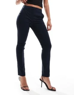 Mango Slim Tailored Trousers In Navy For Women