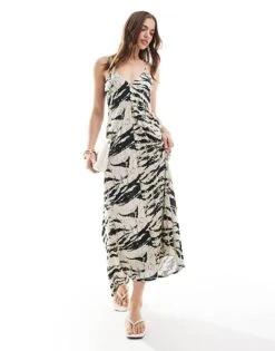 Mango Snake Print Cami Maxi Dress In Grey For Women -Mango Sales 206848409 1 grey 1