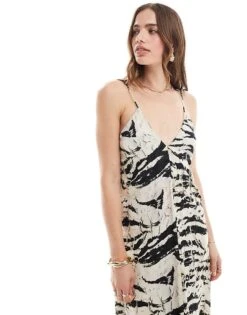 Mango Snake Print Cami Maxi Dress In Grey For Women -Mango Sales 206848409 2