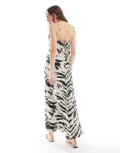 Mango Snake Print Cami Maxi Dress In Grey For Women -Mango Sales 206848409 4