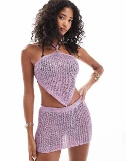 Mango Co-ord Skirt In Lilac For Women -Mango Sales 206982798 5